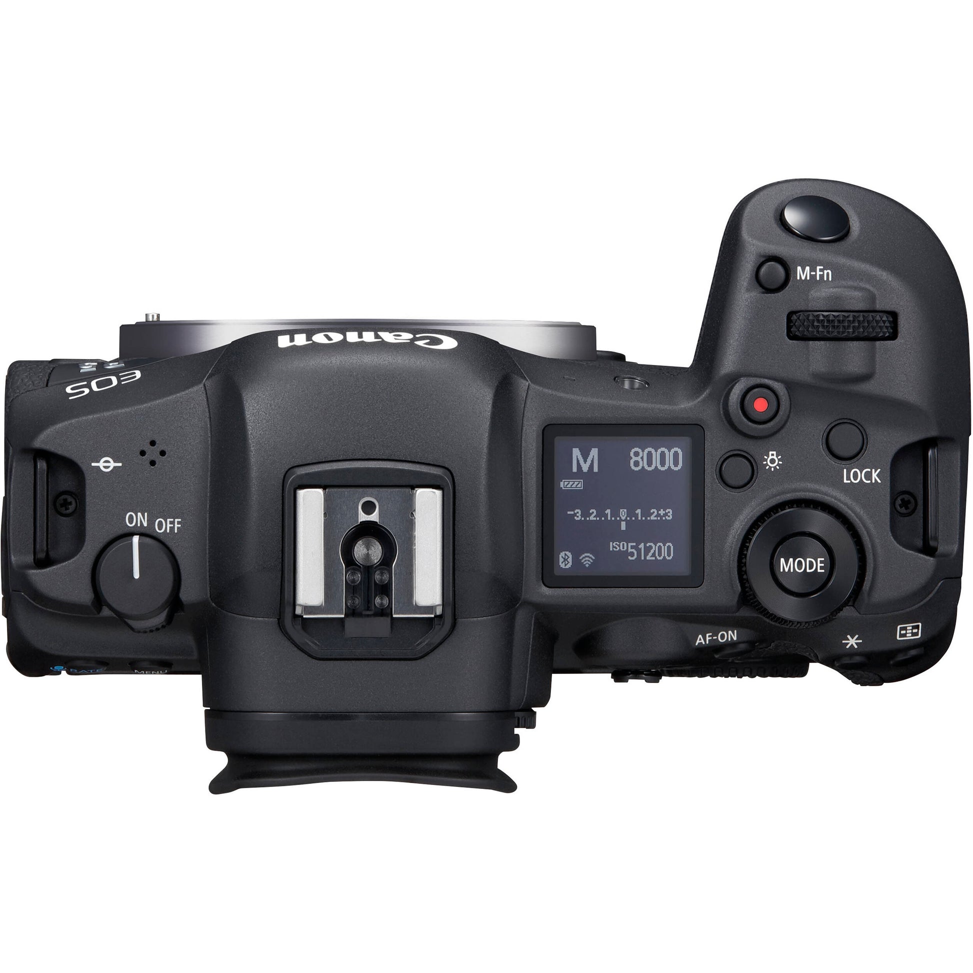 Canon EOS R5 mirrorless camera with 45MP sensor and 8K video.