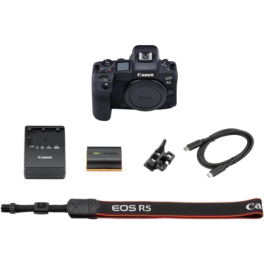 Canon EOS R5 with 24-105mm lens, 45MP sensor, 8K video, and image stabilisation.