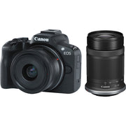 Canon EOS R50 with 18-45mm and 55-210mm lenses and vari-angle touchscreen.