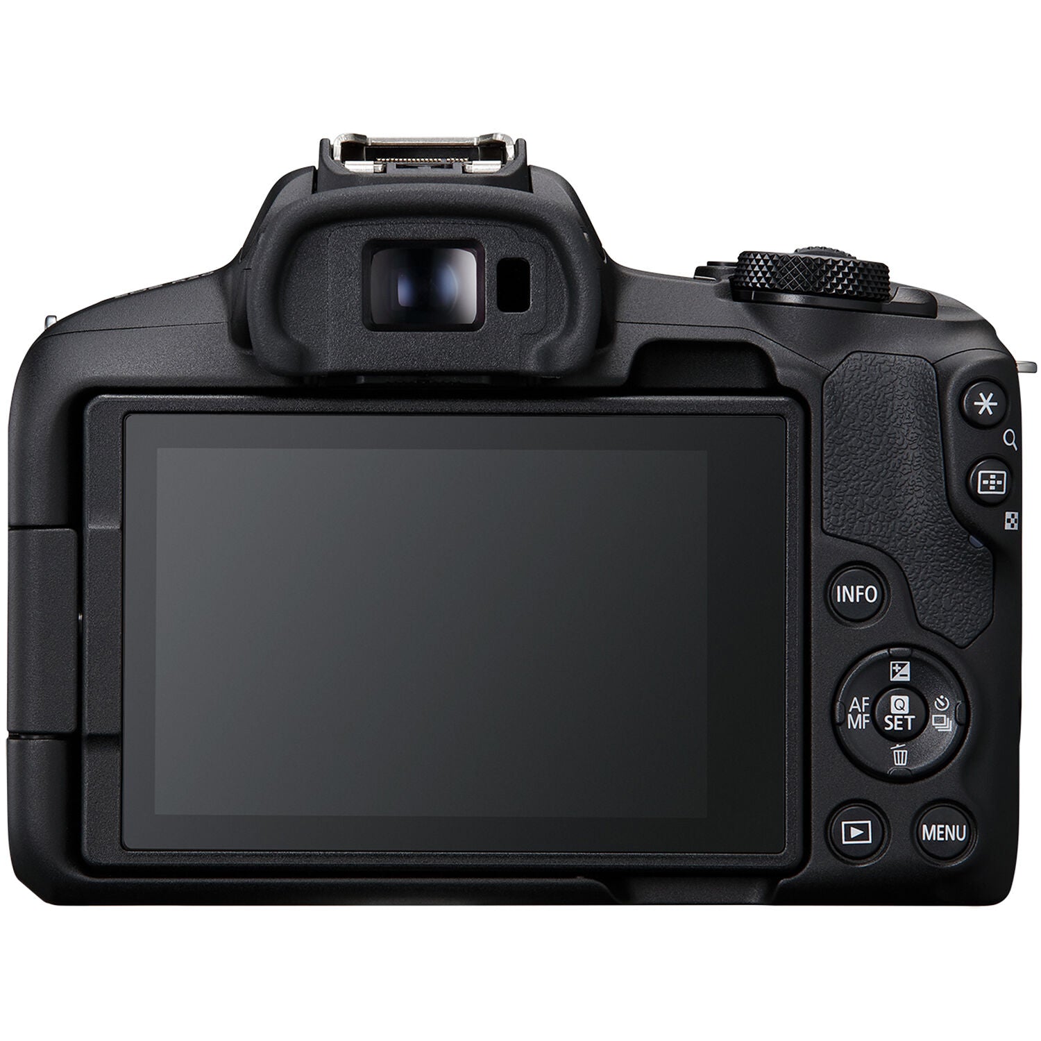 Canon EOS R50 with 18-45mm and 55-210mm lenses and vari-angle touchscreen.