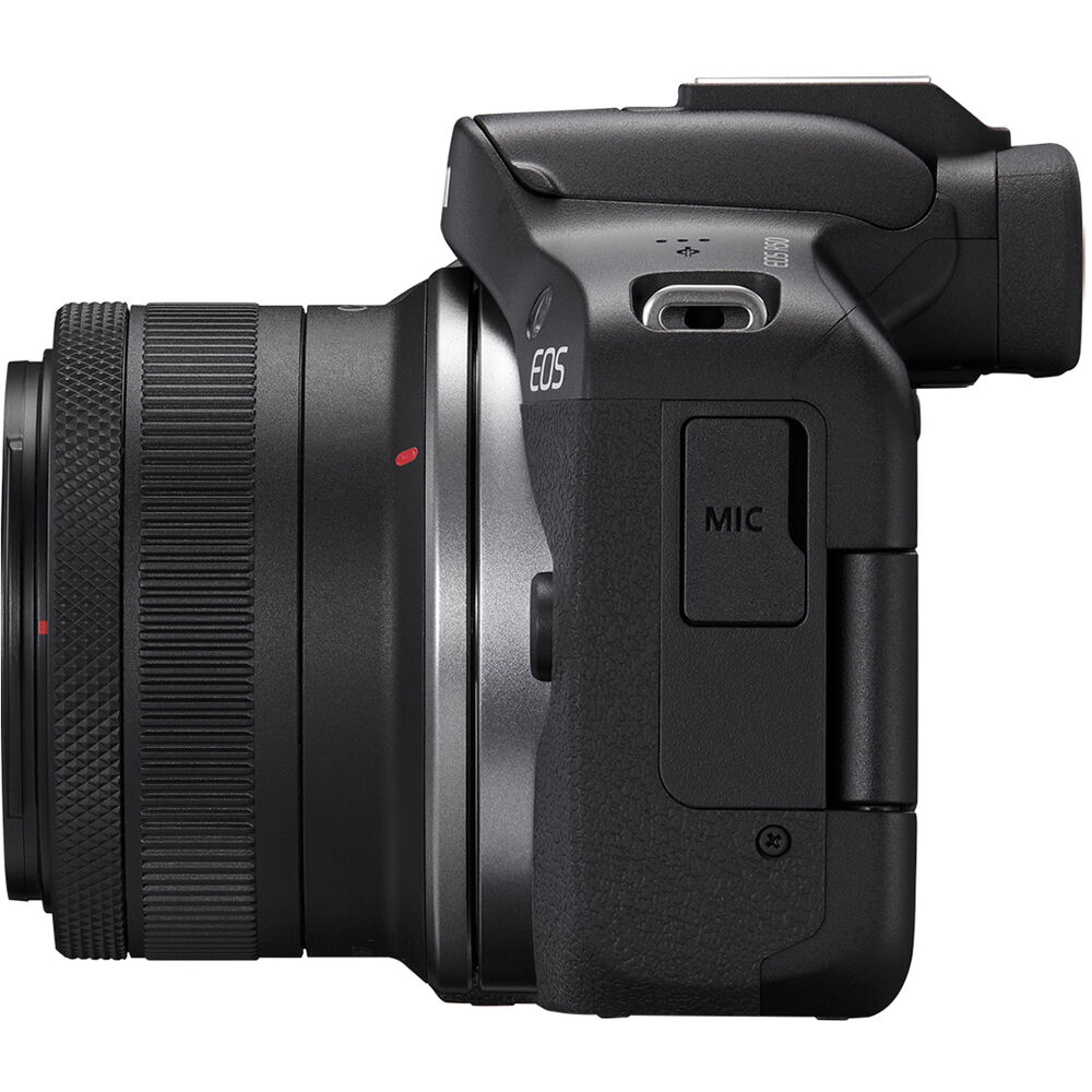 Canon EOS R50 with 18-45mm and 55-210mm lenses and vari-angle touchscreen.