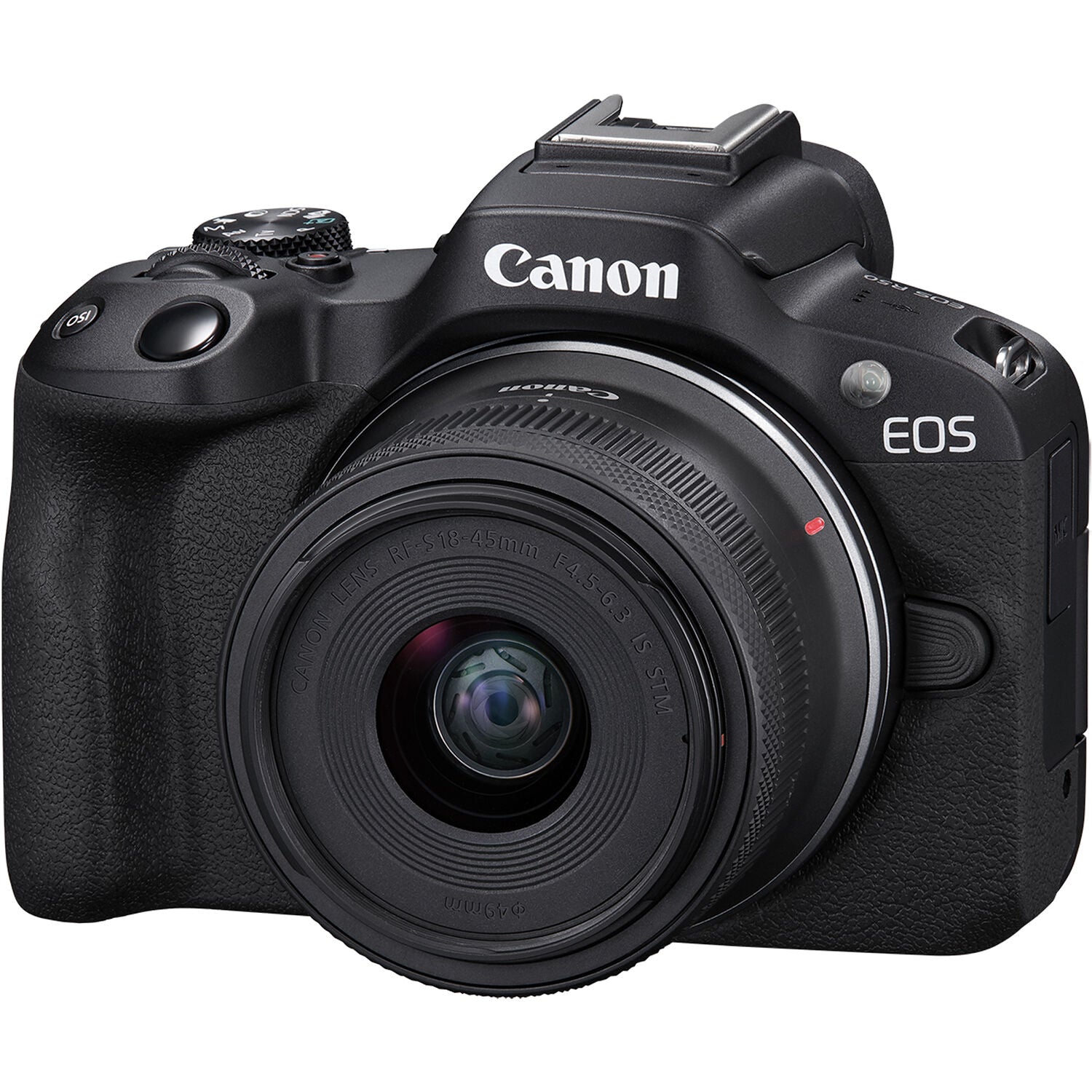 Canon EOS R50 with 18-45mm and 55-210mm lenses and vari-angle touchscreen.