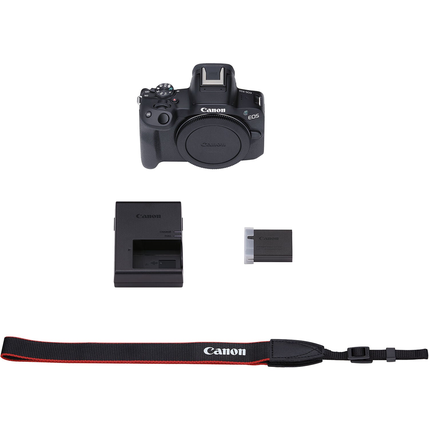 Canon EOS R50 mirrorless camera with 24MP sensor and 4K video.