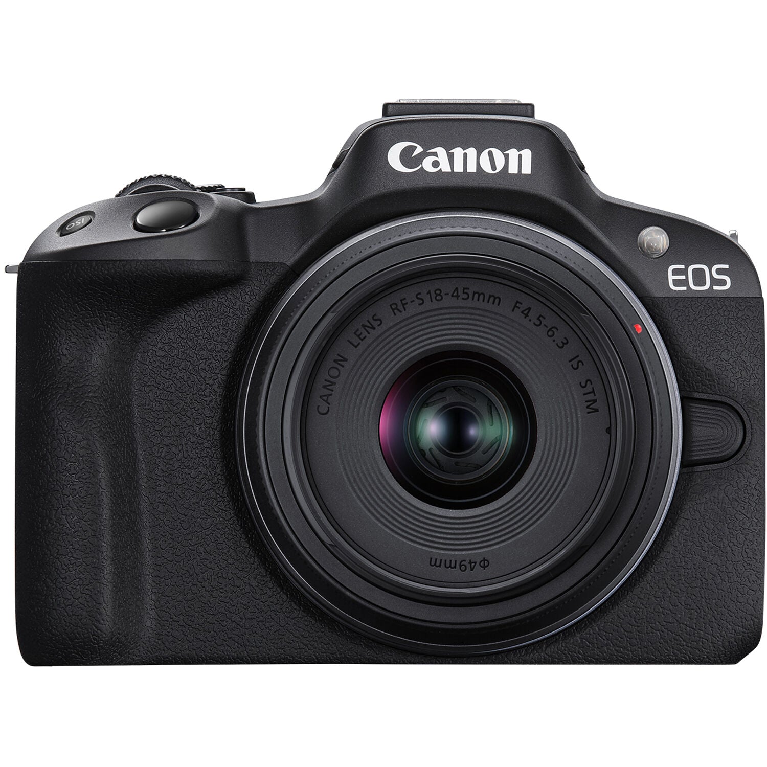Canon EOS R50 with RF-S 18-45mm lens for travel.