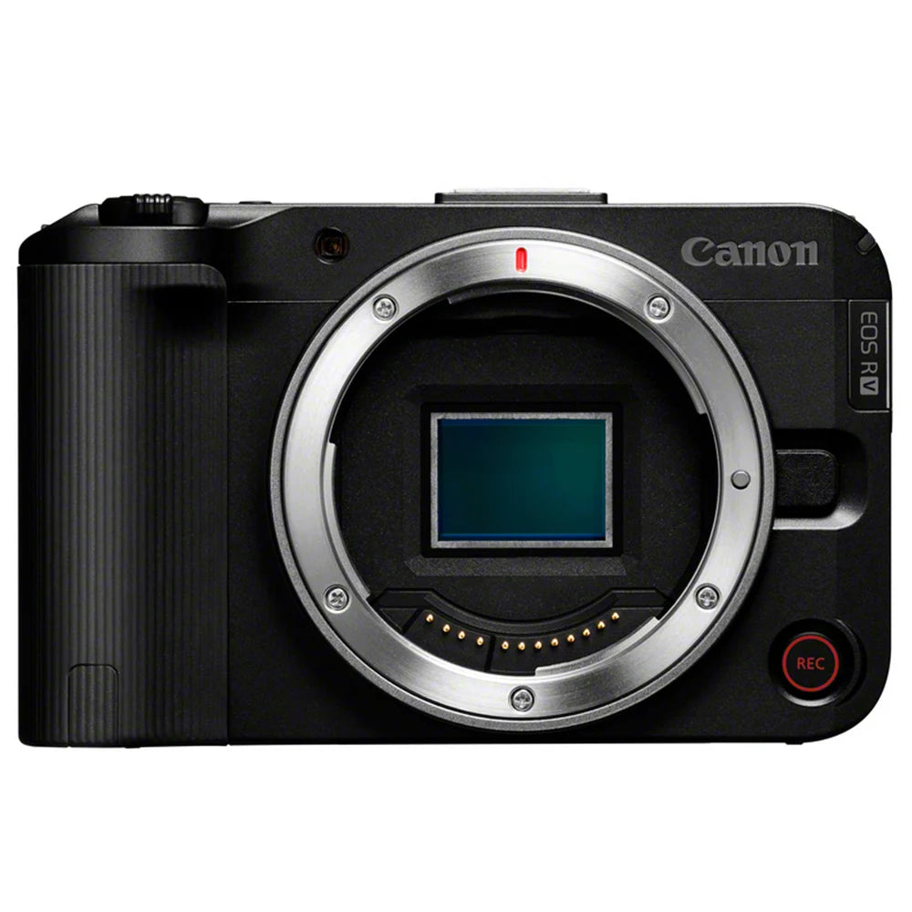 Canon EOS R50 V Mirrorless Camera: 24.2MP APS-C sensor, DIGIC X processor, Dual Pixel CMOS AF II, 4K 60p video, 6K oversampling, Full HD 120p slow motion, Canon Log 3, Wi-Fi, and interchangeable RF lenses.