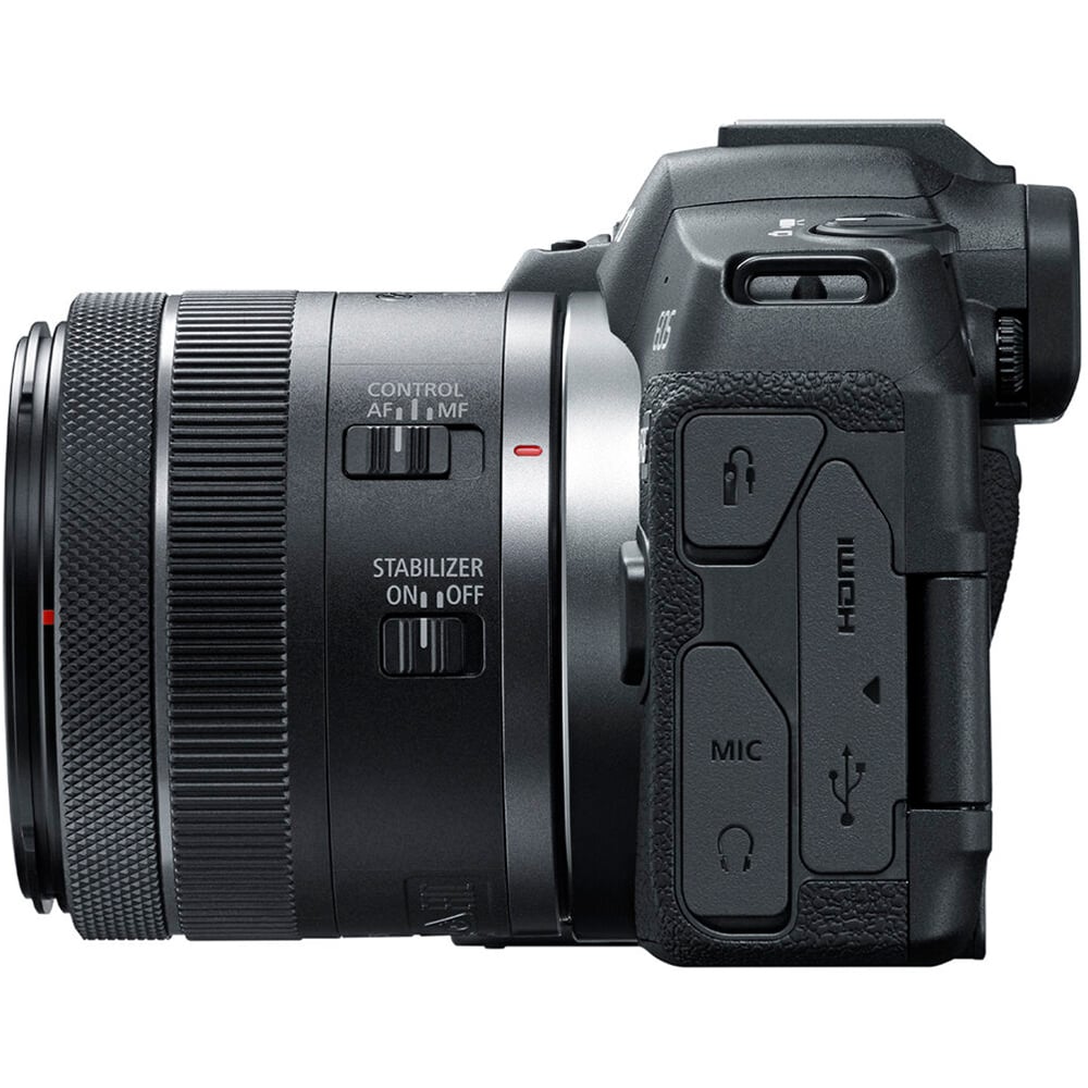 Canon EOS R8 with 24-50mm lens for vlogging and travel.