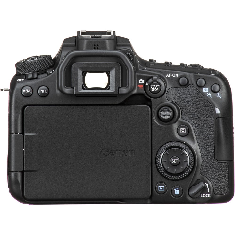 Canon camera back view on a white background