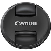 Canon pinch-type front lens cap designed for quick attachment and removal, providing reliable protection against dust and damage.