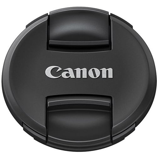 Canon pinch-type front lens cap designed for quick attachment and removal, providing reliable protection against dust and damage.