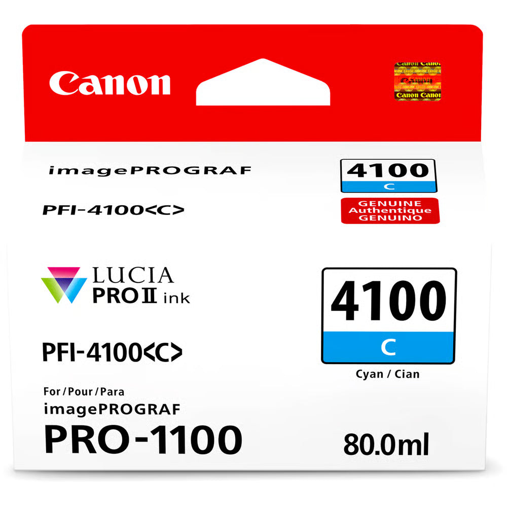 With Canon PFI-4100 ink, you can print up to 90 A2-sized photos, delivering vibrant colours and long-lasting quality for professional-grade prints.
