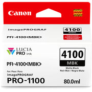 The matt black Canon PFI-4100 ink allows you to print up to 90 photos in A2 size, offering exceptional durability for high-quality, professional prints.