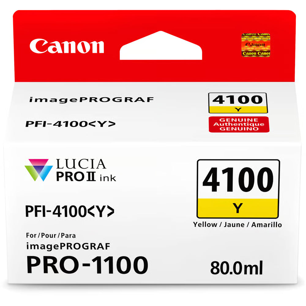With Canon PFI-4100 ink for the PRO-1100, you can enjoy superior colour reproduction, scratch resistance, and professional-quality print perfect for fine art.