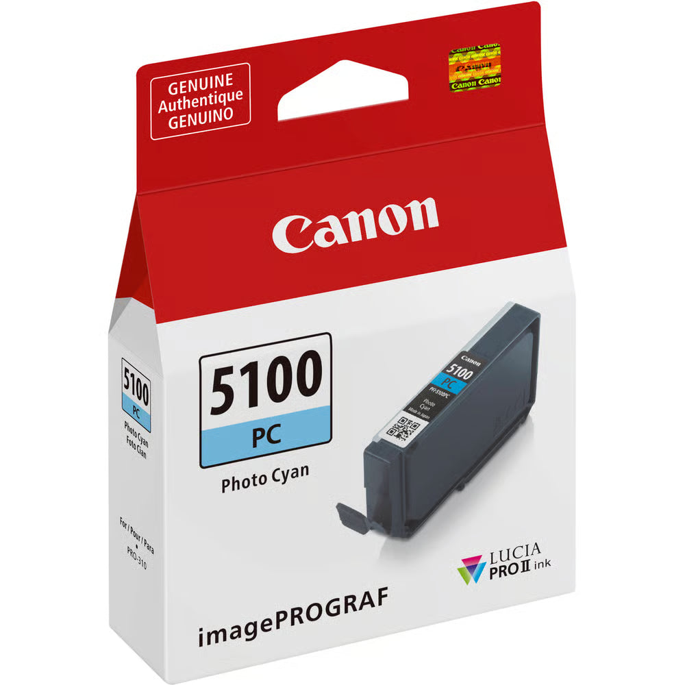 Perfect for portraits and atmospheric effects, the Canon PFI-5100 Photo Cyan Ink Cartridge for Pro-310 brings out lighter blue tones and smooth transitions.