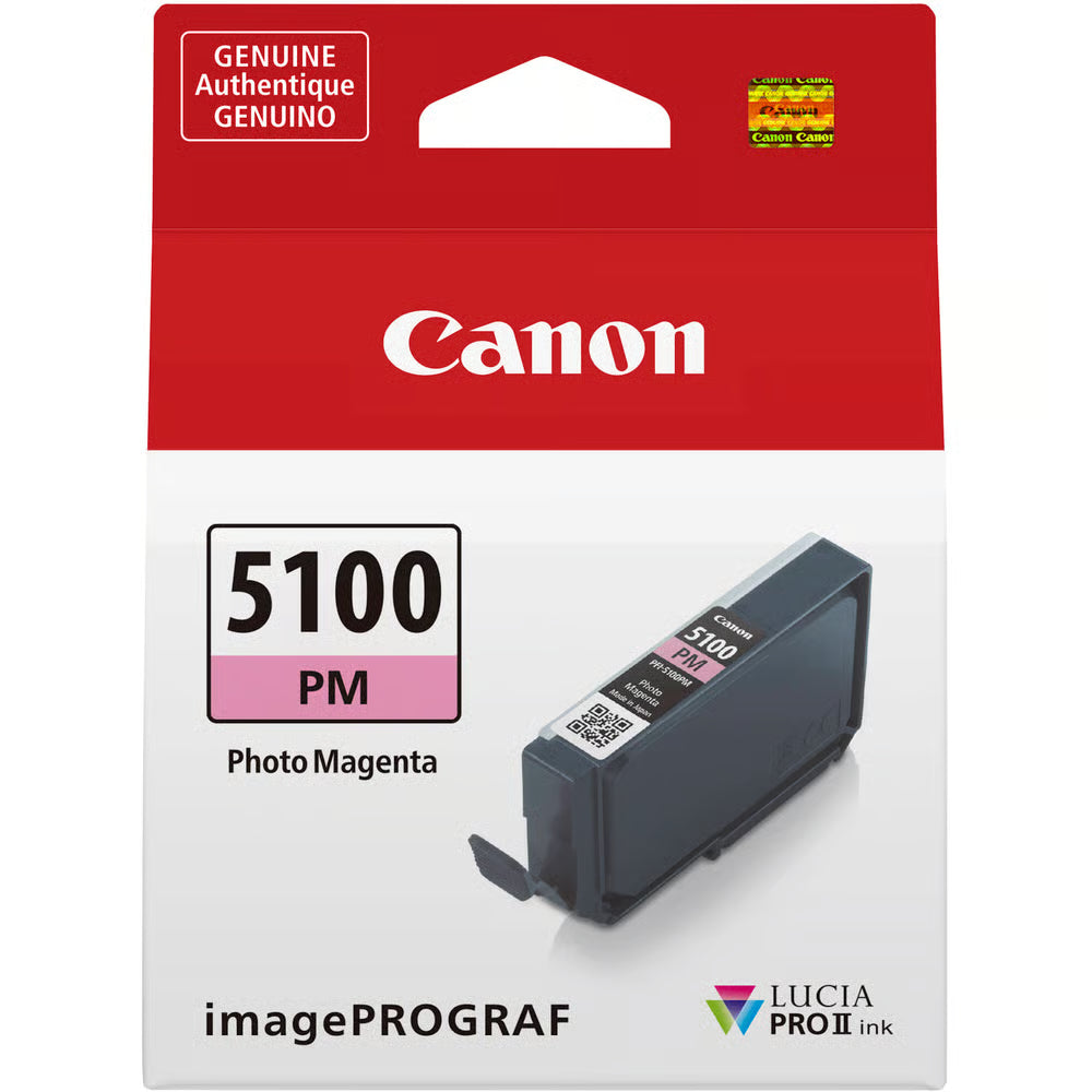 Smooth, natural colour blends are easy to achieve with the Canon PFI-5100 Photo Magenta Ink Cartridge, which enhances red gradients and soft pinks.