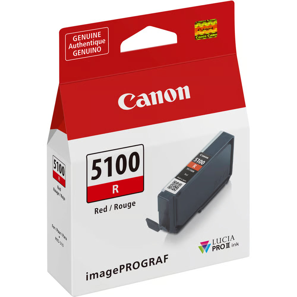 Bold and saturated reds add striking impact to fine art prints with the Canon PFI-5100 Red Ink Cartridge for Pro-310, which broadens the colour spectrum.