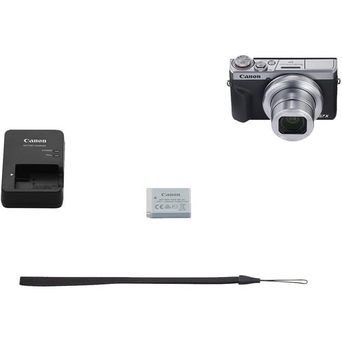 Canon PowerShot G7 X Mark III (Silver): 20.1MP 1" stacked CMOS sensor, DIGIC 8 processor, 4.2x optical zoom (24-100mm), f/1.8-2.8 lens, 4K 30p & Full HD 120p video, 20fps shooting, 3" tilting touchscreen, Wi-Fi, Bluetooth, live streaming, external mic input. 