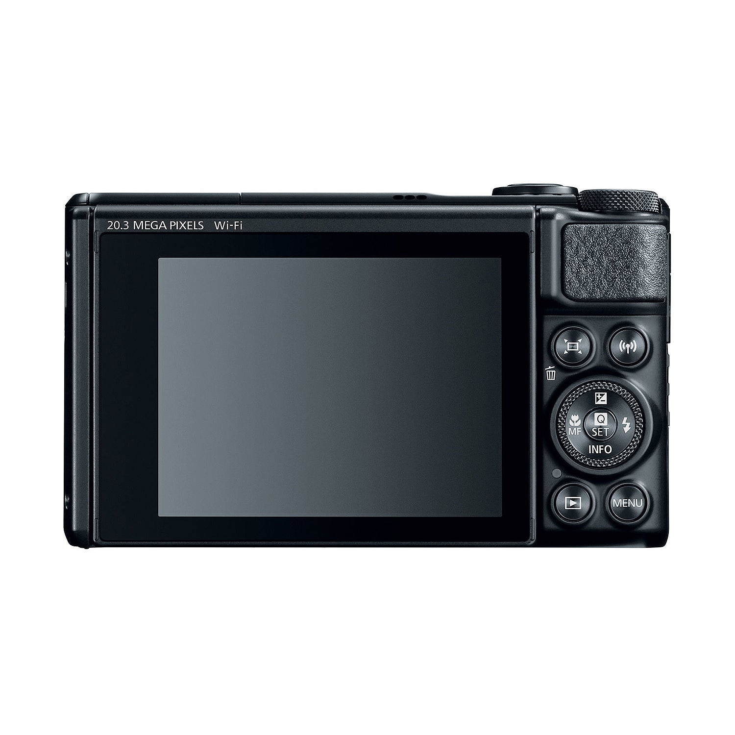 Canon PowerShot SX740 HS Digital Compact Camera in Black featuring a 40× optical zoom lens, built-in flash, 3-inch flip screen, and compact body ideal for travel photography.