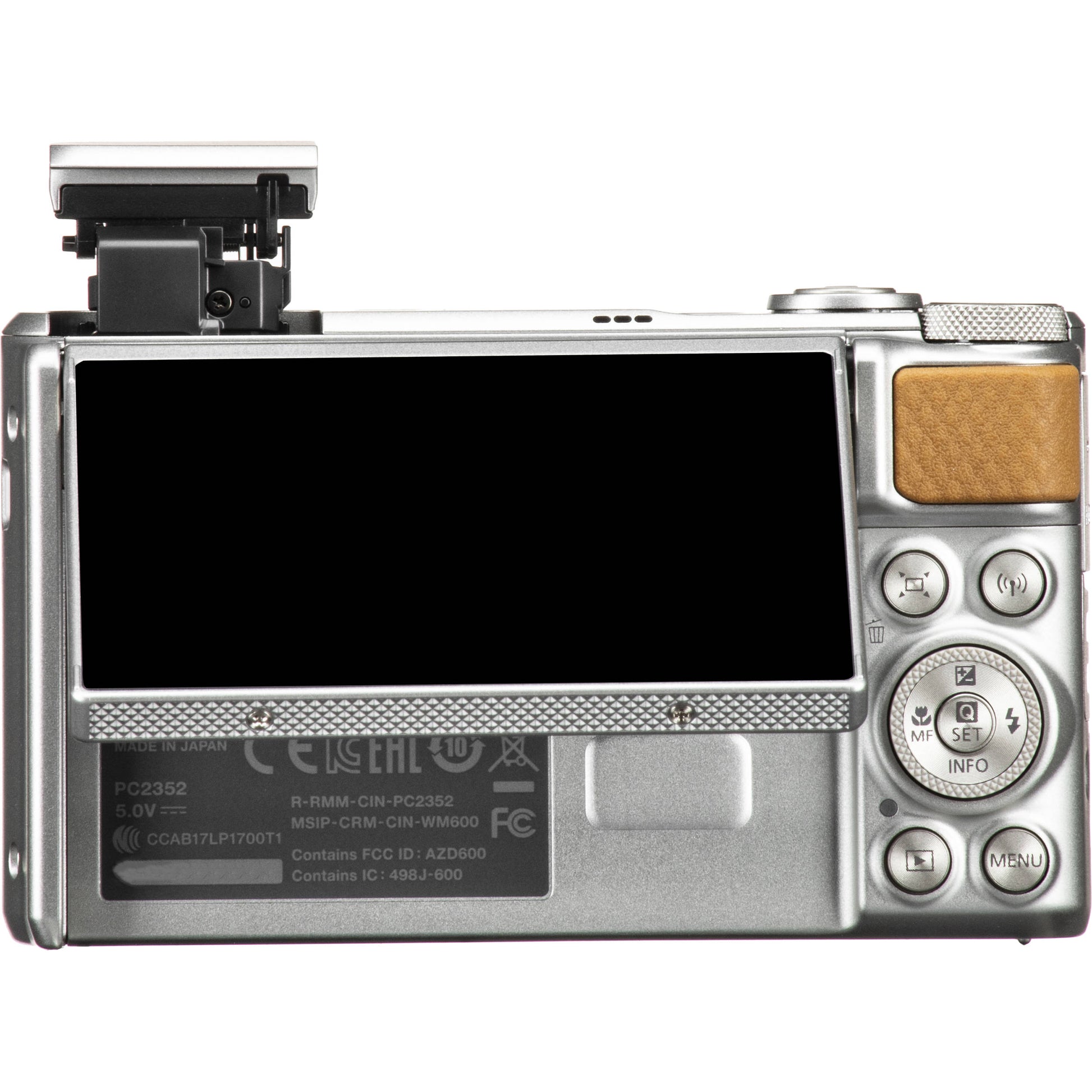 Canon PowerShot SX740 HS Digital Compact Camera in Silver featuring 40× optical zoom lens, built-in flash, flip screen, and compact design.
