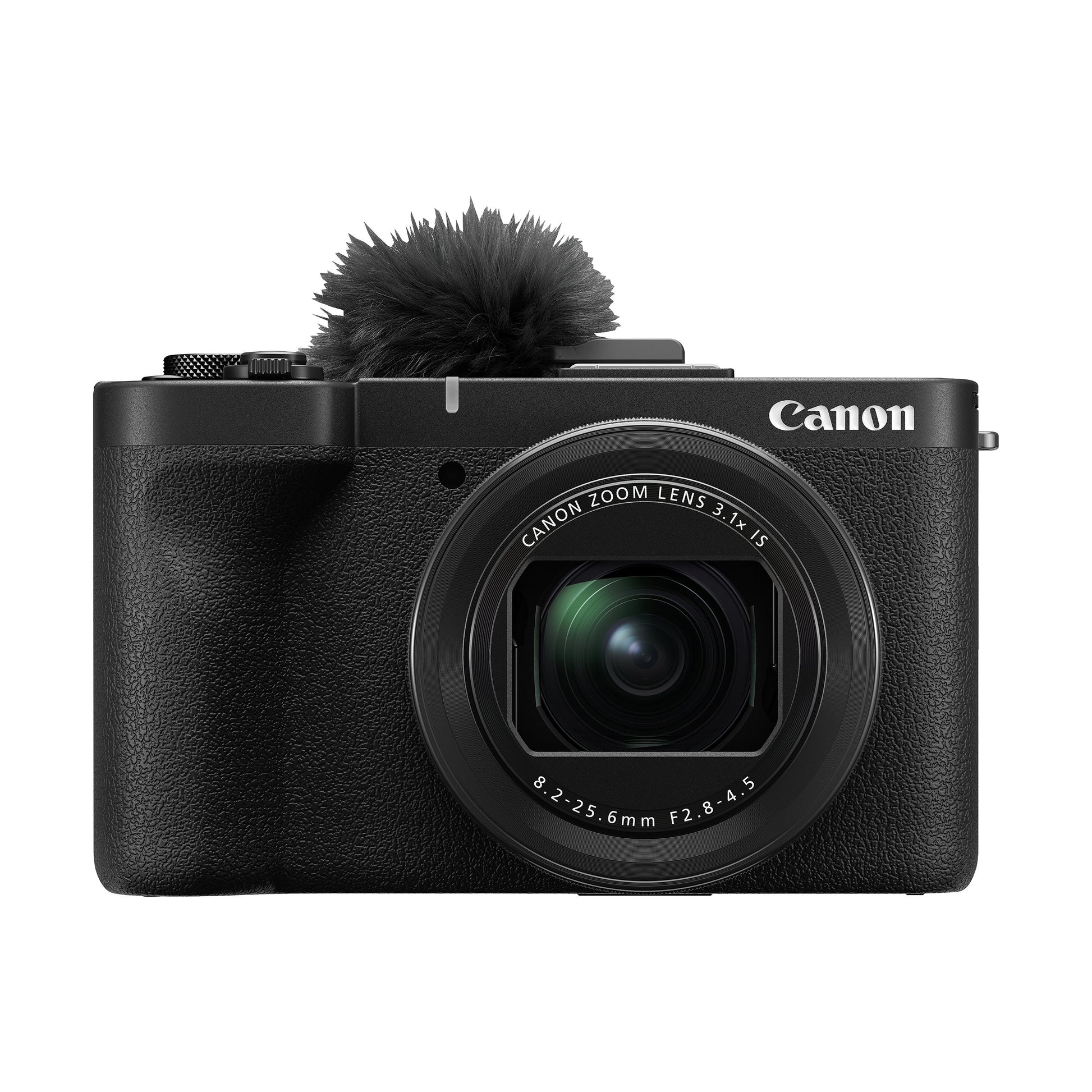 Canon PowerShot V1 Premium Vlogger Kit: 22MP 1.4" CMOS sensor, 16-50mm f/2.8-4.5 lens, 4K 30p full-width and 4K 60p (1.4x crop) video, Dual Pixel CMOS AF II, built-in cooling fan, 3" vari-angle touchscreen, Canon Log 3, built-in ND filter, mic input, headphone output, Wi-Fi, USB-C, 32GB SD card, tripod grip, and windscreen included.