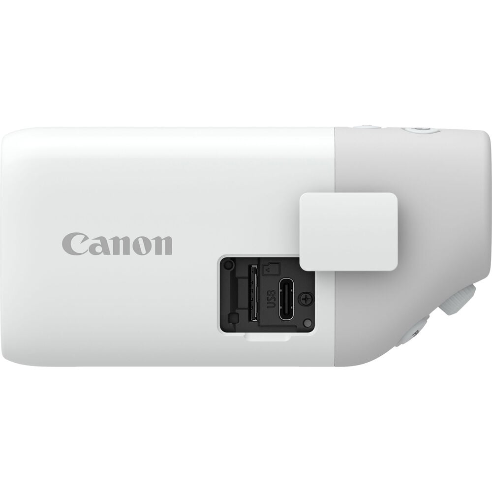 Canon PowerShot ZOOM Essential Kit: 12MP CMOS sensor, 100-400mm optical zoom with 2x digital zoom up to 800mm equivalent, Full HD 1080p video at 30fps, 4-axis optical image stabilization, continuous autofocus, electronic viewfinder with 2.36m dots, one-touch zoom button, microSD slot, USB Type-C charging, Wi-Fi and Bluetooth connectivity, includes charger, wrist strap, interface cable, and 16GB microSD card.