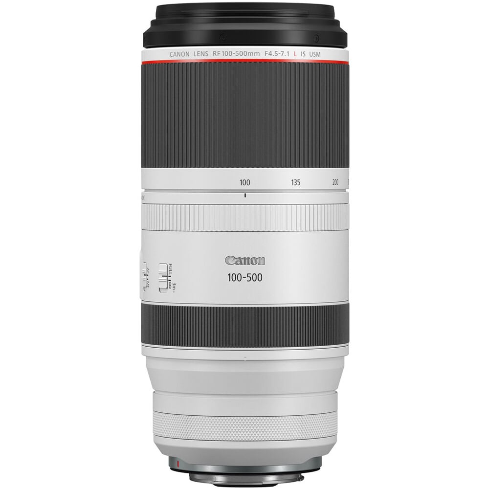 Canon camera lens with white and black design on a white background