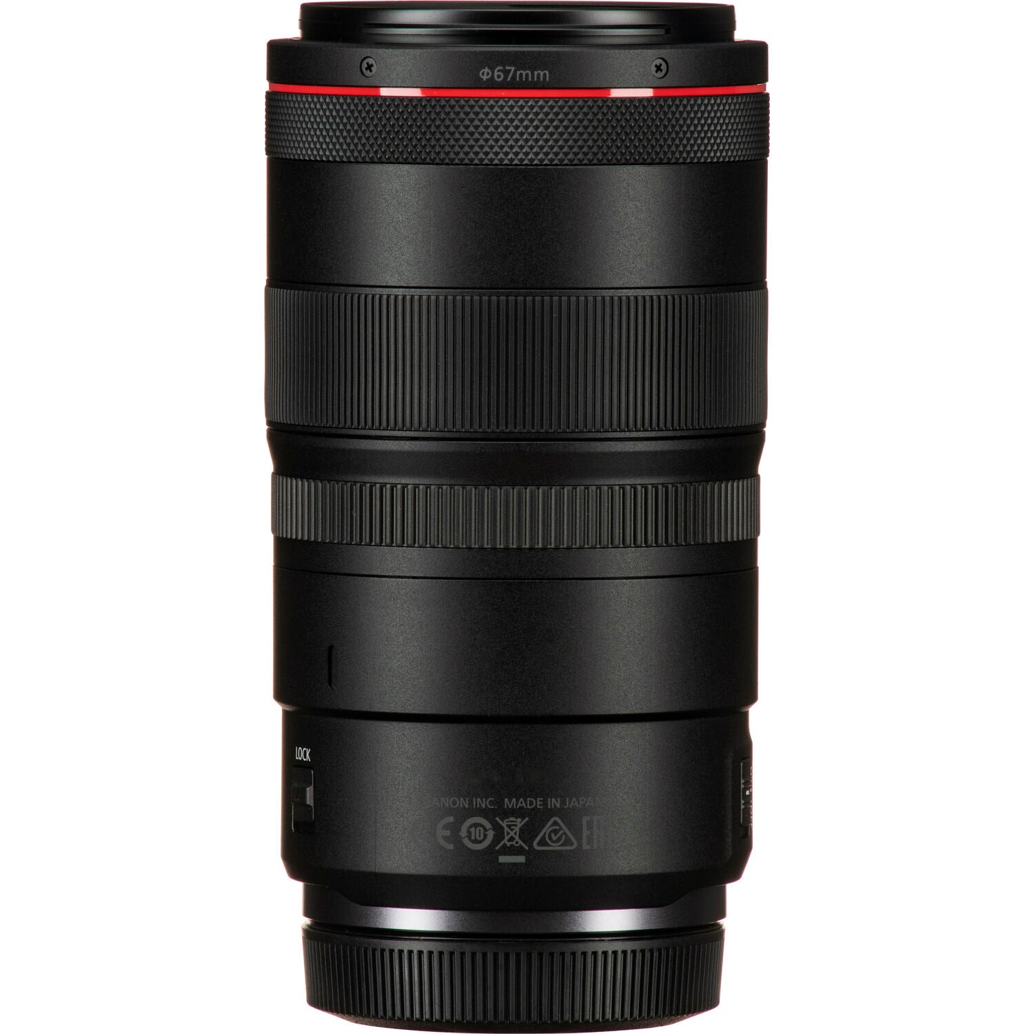 Camera lens with '67mm' marking on a white background