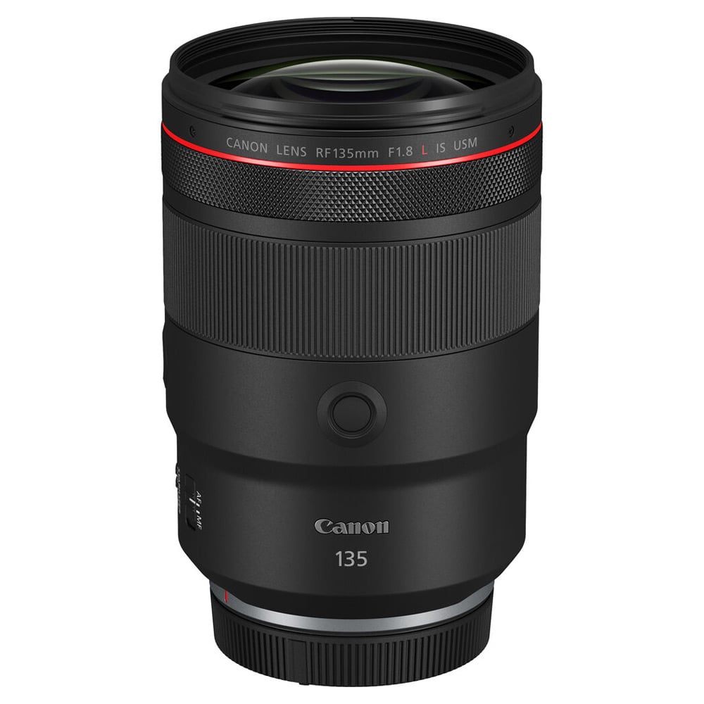 Canon RF 135mm f/1.8L IS USM telephoto lens for full-frame cameras with fast aperture, advanced optics, and 5.5-stop image stabiliser
