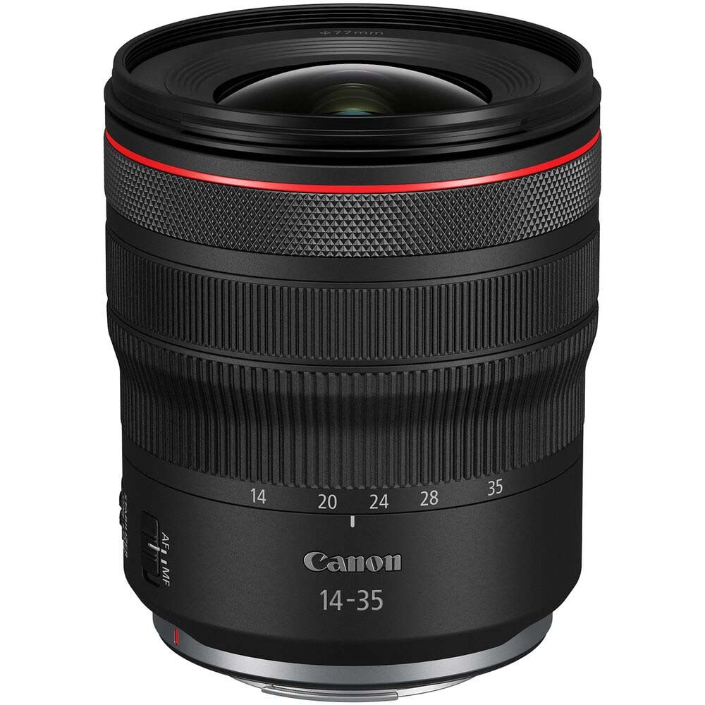 Canon RF 14-35mm f/4L IS USM ultra-wide zoom lens – lightweight, sharp, and stabilized for landscapes, interiors, and travel.