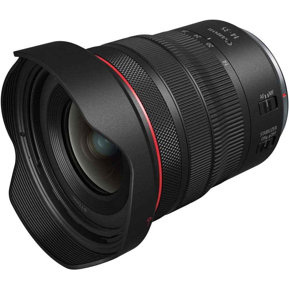Canon RF 14-35mm f/4L IS USM ultra-wide zoom lens – lightweight, sharp, and stabilized for landscapes, interiors, and travel.