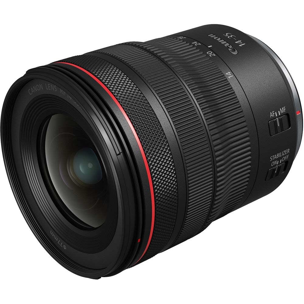 Canon RF 14-35mm f/4L IS USM ultra-wide zoom lens – lightweight, sharp, and stabilized for landscapes, interiors, and travel.