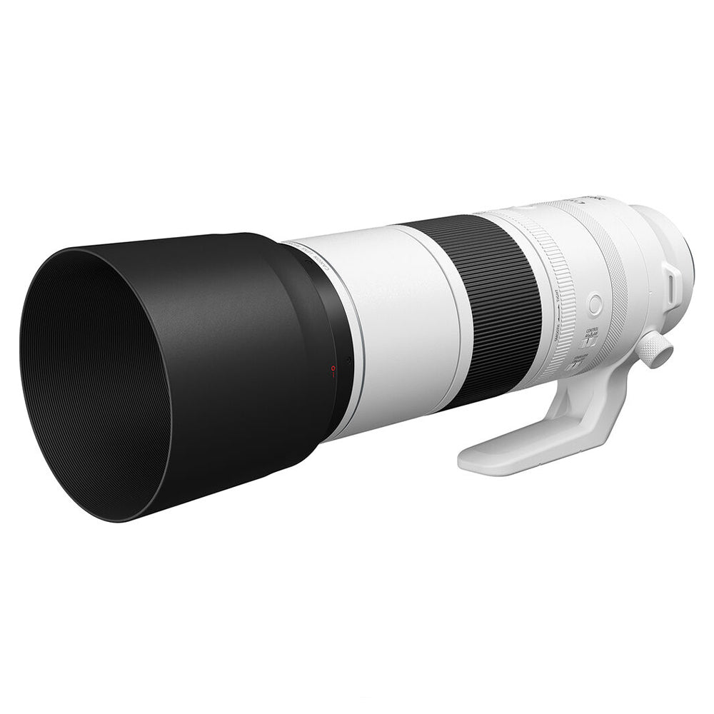 Camera lens with black and white design on a white background
