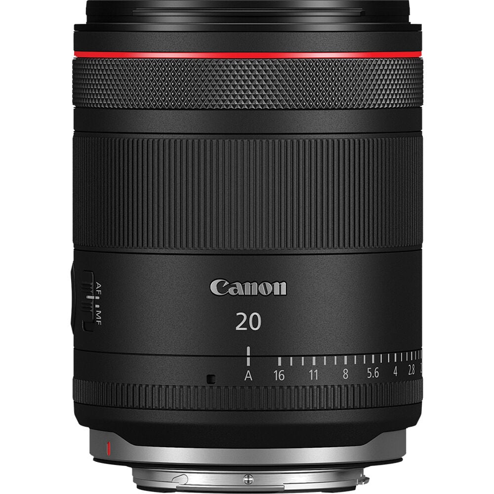 Canon RF 20mm f/1.4L VCM ultra-wide-angle lens with bright aperture, advanced optics, and smooth VCM autofocus
