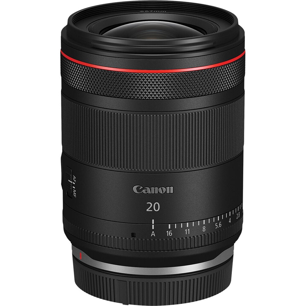 Canon RF 20mm f/1.4L VCM ultra-wide-angle lens with bright aperture, advanced optics, and smooth VCM autofocus