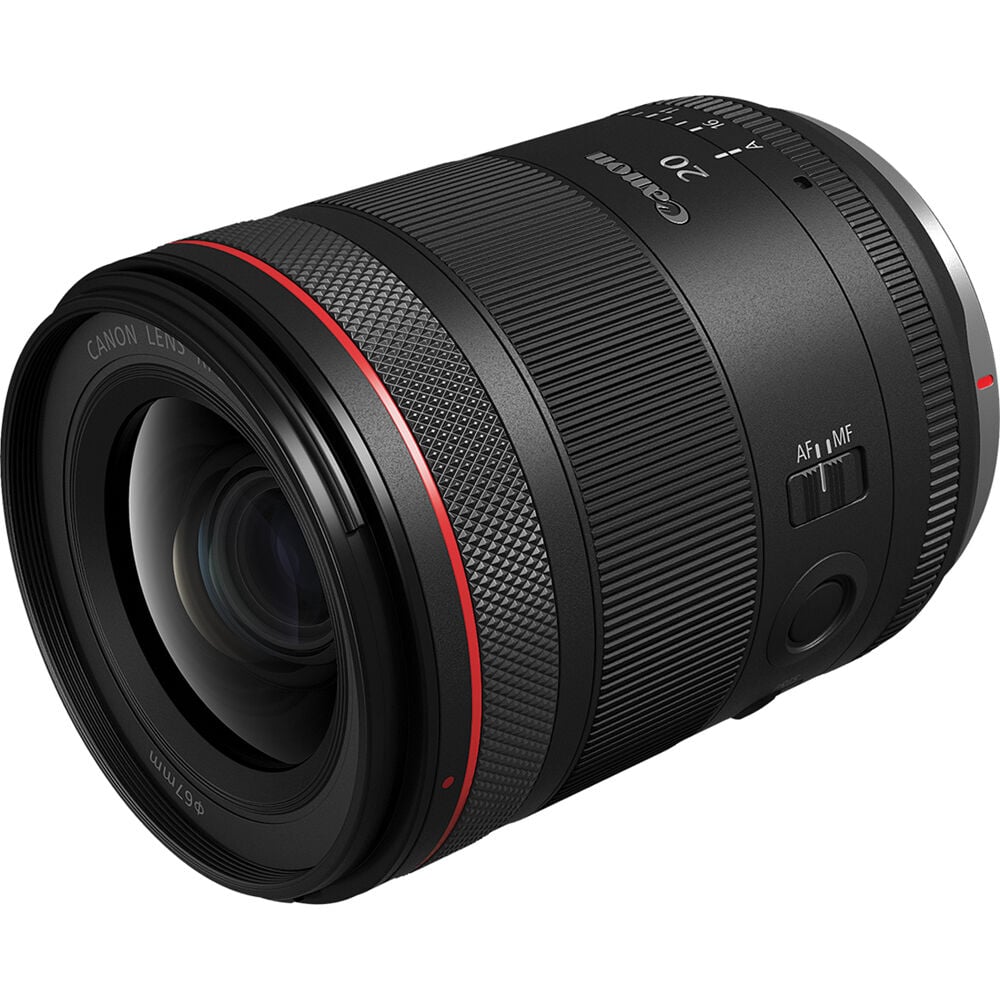 Canon RF 20mm f/1.4L VCM ultra-wide-angle lens with bright aperture, advanced optics, and smooth VCM autofocus