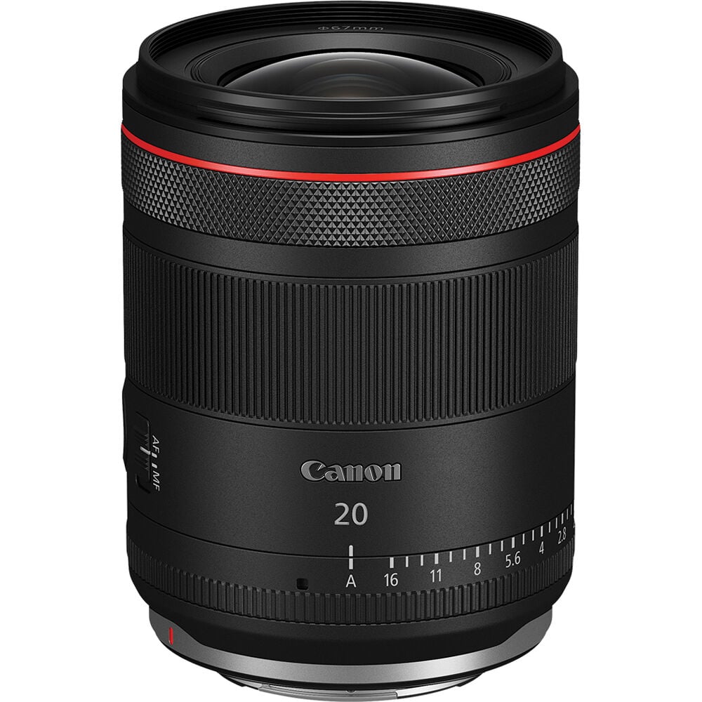 Canon RF 20mm f/1.4L VCM ultra-wide-angle lens with bright aperture, advanced optics, and smooth VCM autofocus