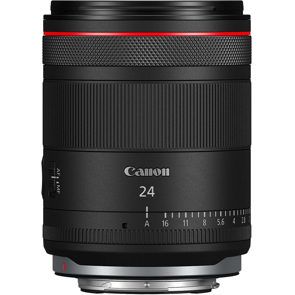 Canon RF 24mm f/1.4L VCM lens featuring 11-blade aperture, aspheric and UD elements for sharp low-light photography