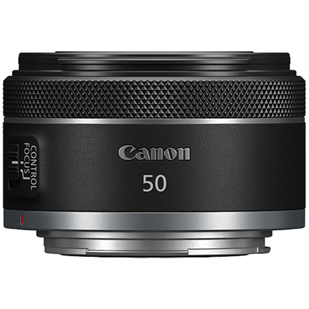Canon camera lens with '50' on a white background