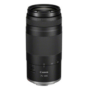 Canon camera lens with model number 75-300 on a white background