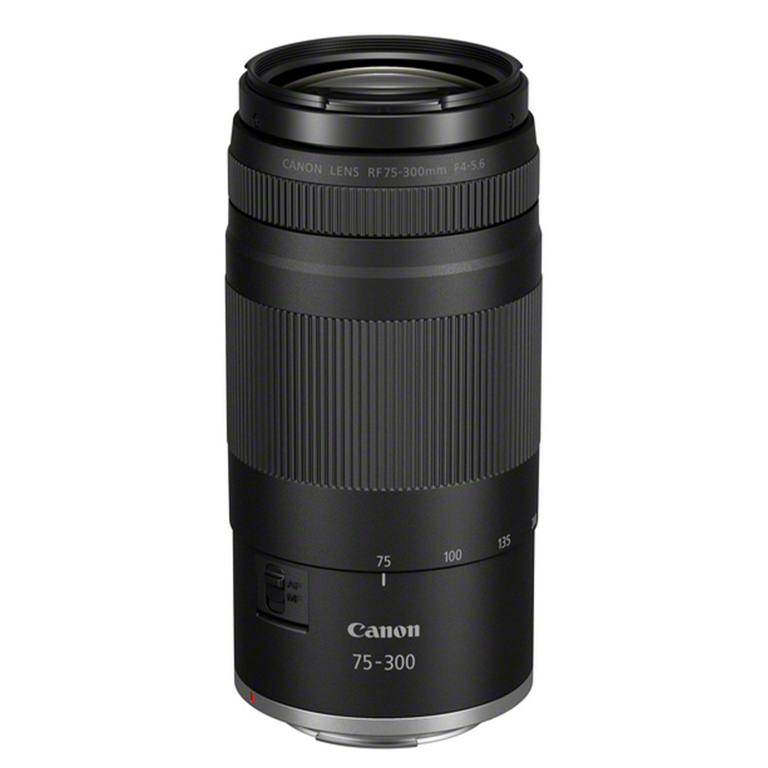 Canon camera lens with model number 75-300 on a white background