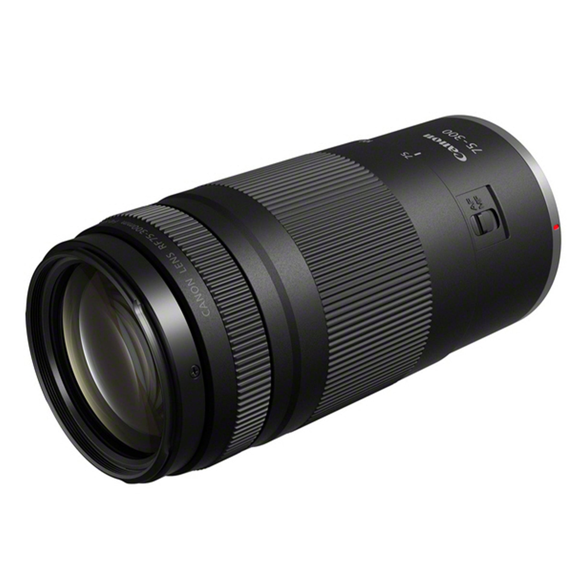 Camera lens with Canon branding on a white background