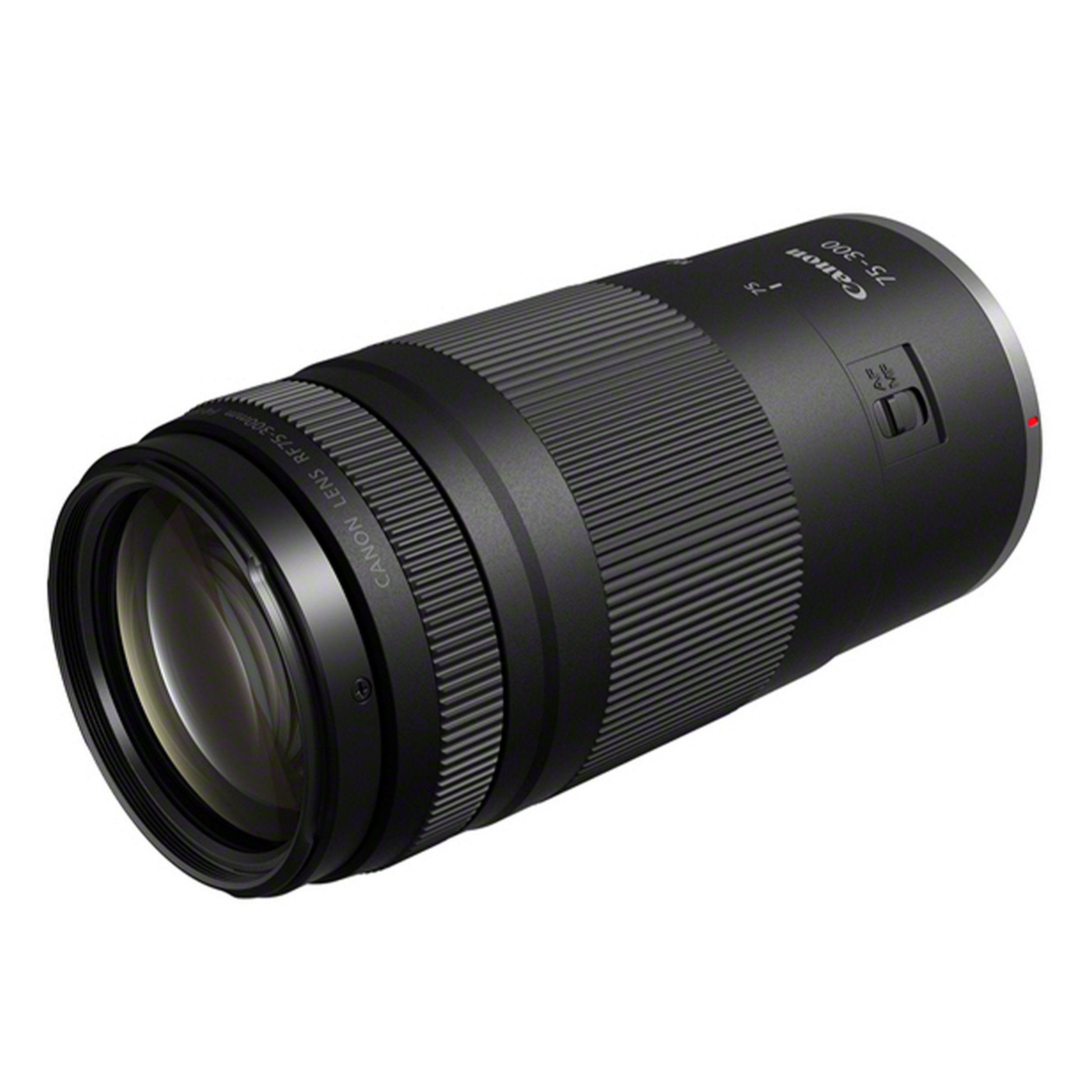 Camera lens with Canon branding on a white background