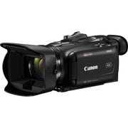 Canon XA60B Professional 4K Camcorder: Compact 1/2.3" CMOS sensor with DIGIC DV6 processor, 4K UHD video at 25p, 20x optical zoom (29.3-601mm), 5-axis image stabilization, 3.5" touchscreen LCD, infrared mode, dual SD card slots, 4-channel audio, USB-C UVC livestreaming, and HDMI output.