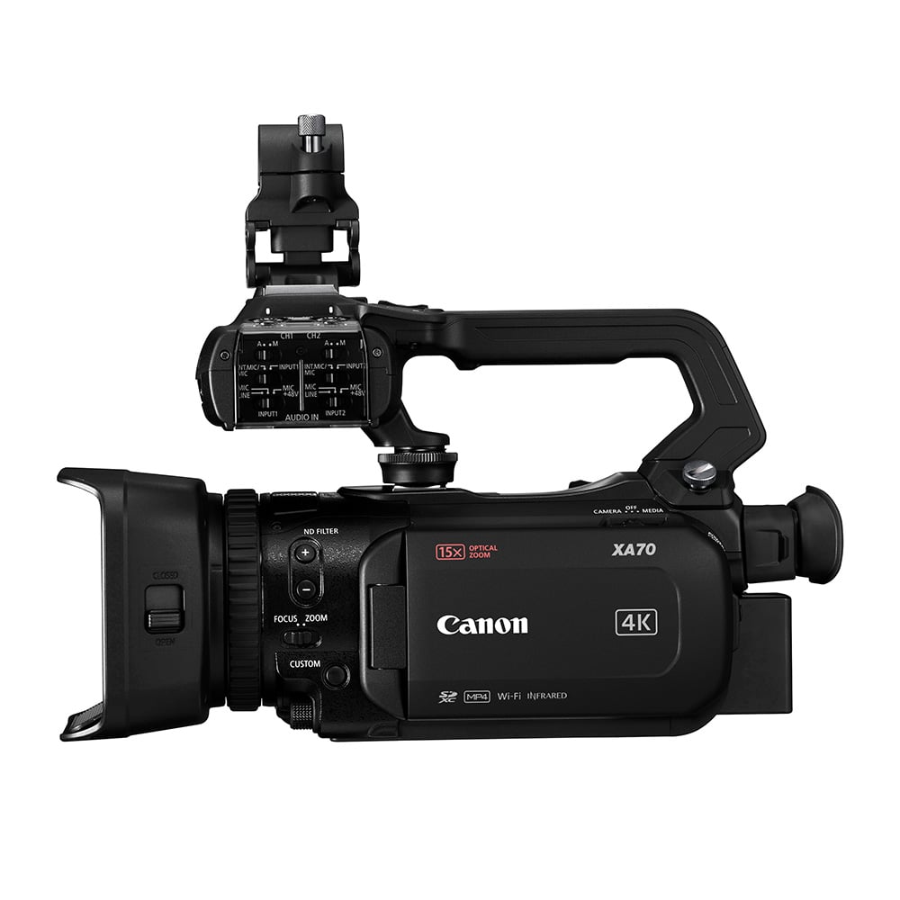 Canon XA70 professional compact UHD 4K camcorder with 15x optical zoom and touchscreen