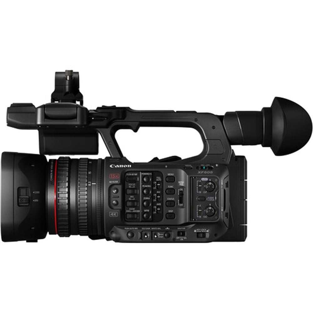 Canon XF605 UHD 4K HDR professional camcorder with 15x L-series zoom lens and advanced autofocus