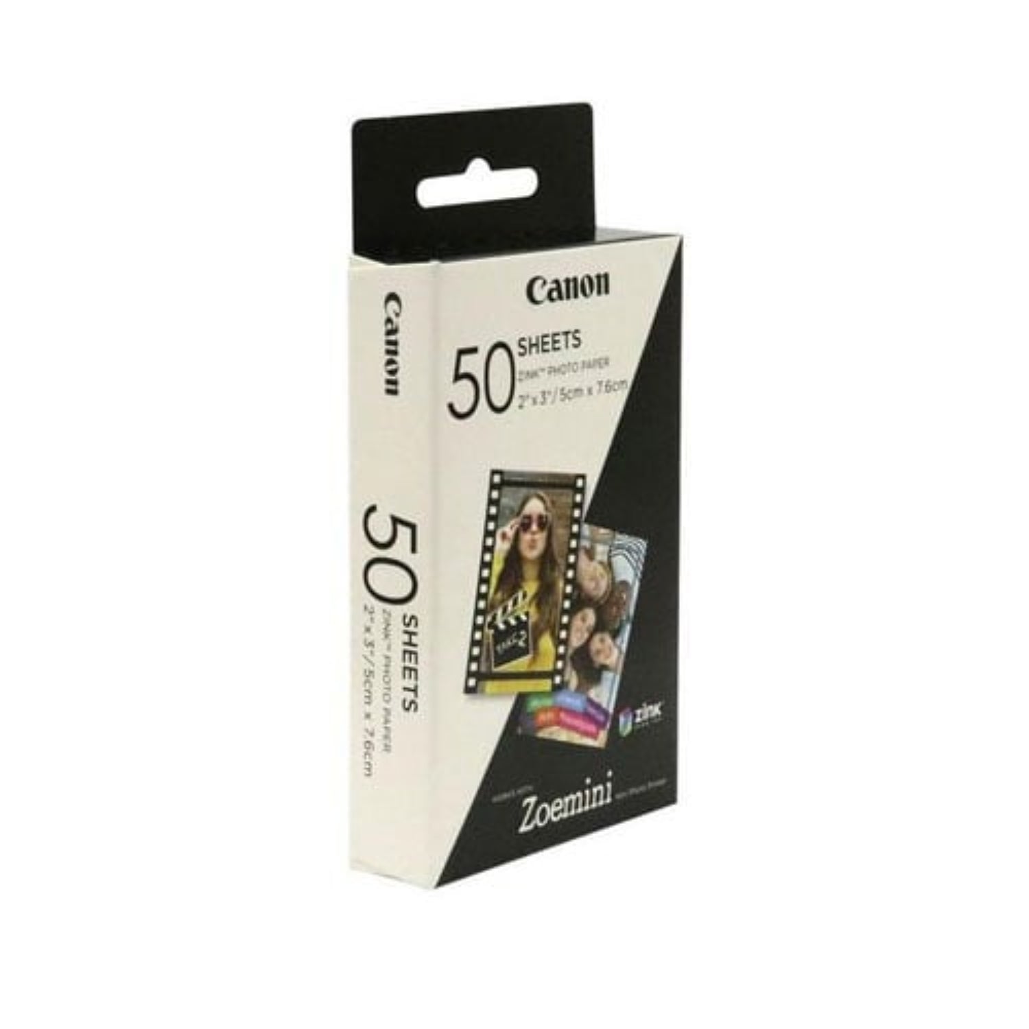Instant photo printing paper for Canon Zoemini, Zoemini S and Zoemini C printers. Pack of 50 ZINK photo papers sheets.