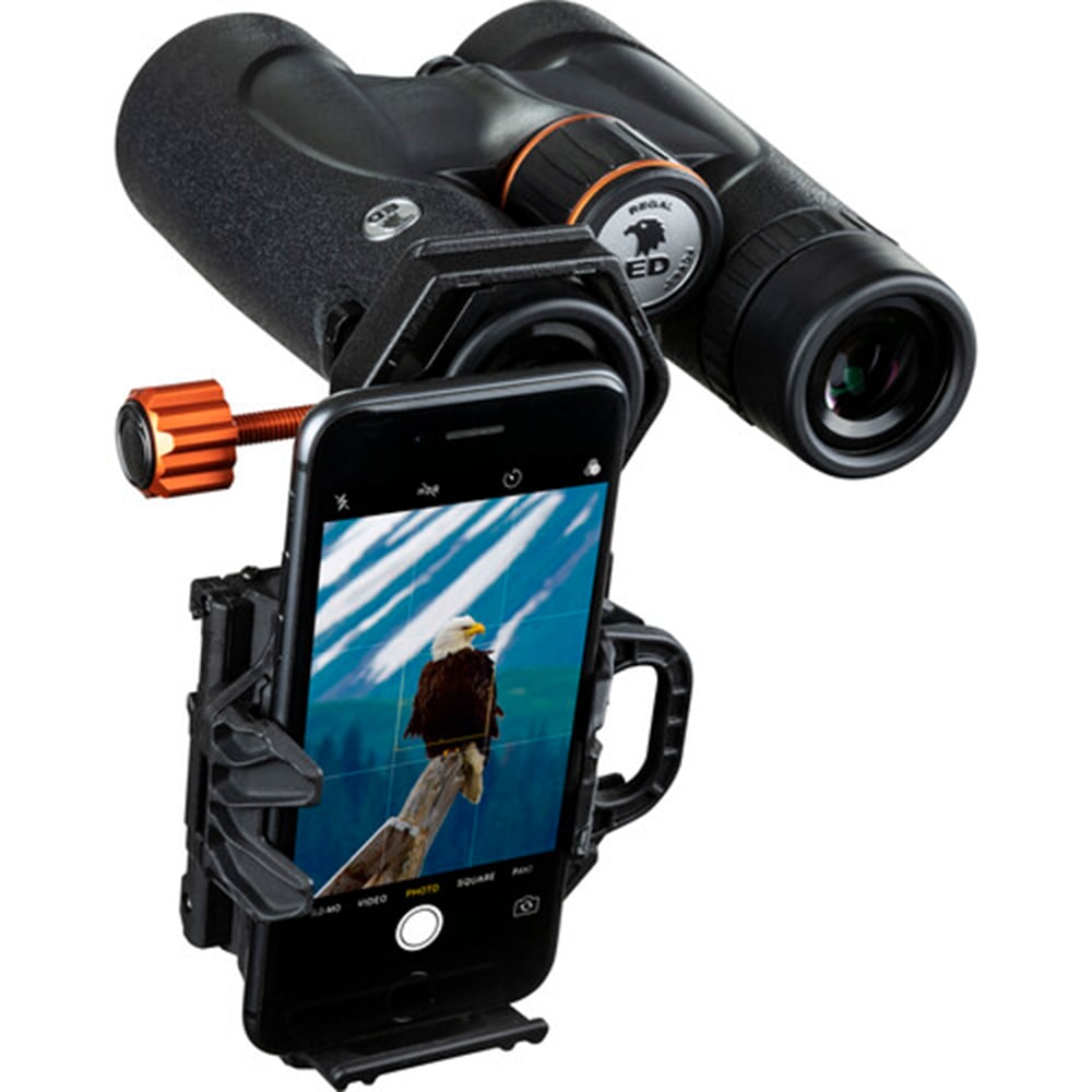 Celestron NexGo DX 2-axis smartphone adapter with Bluetooth remote for telescopes and microscopes
