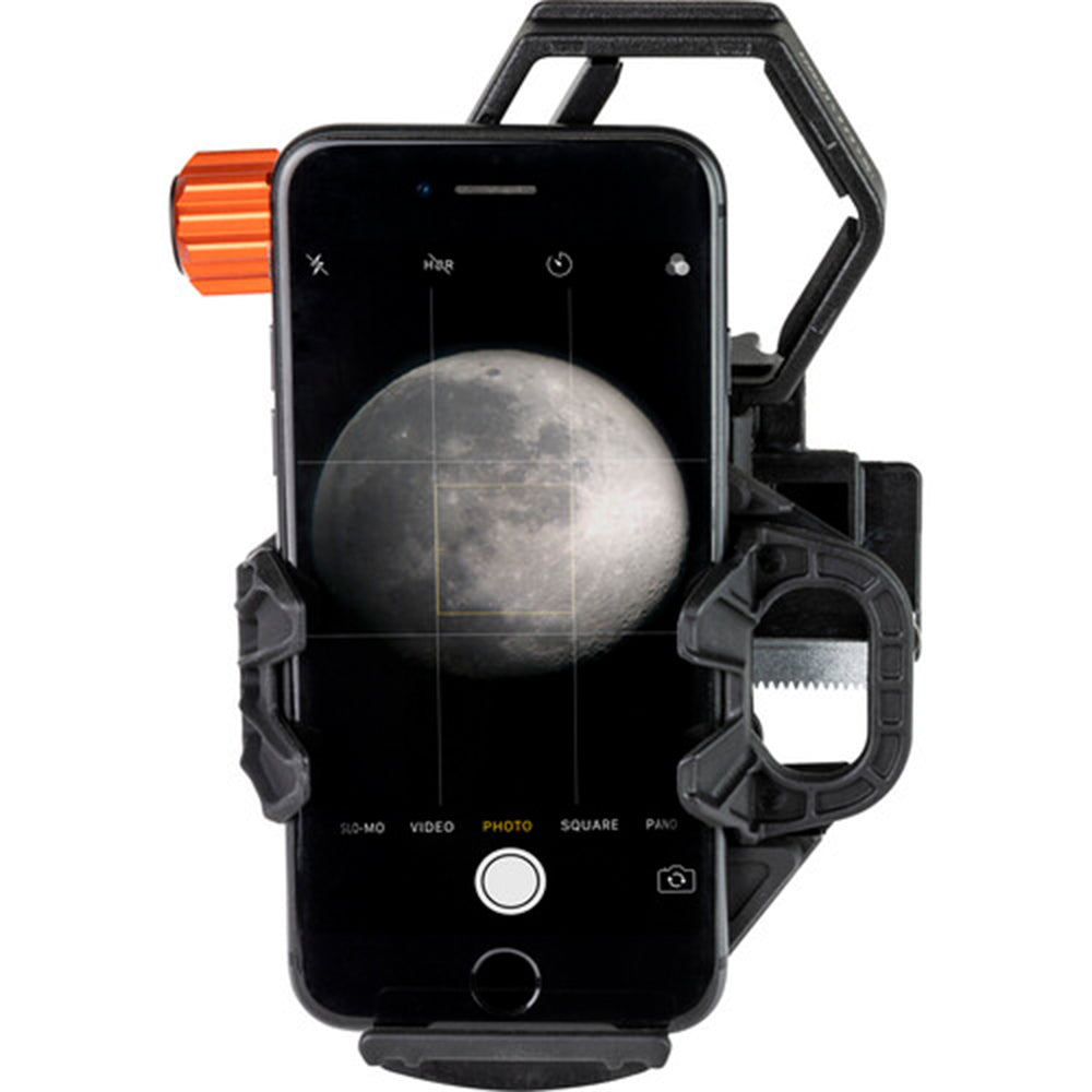 Celestron NexGo DX 2-axis smartphone adapter with Bluetooth remote for telescopes and microscopes
