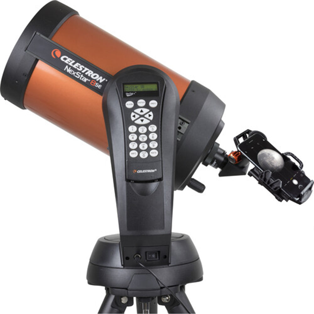 Celestron NexGo DX 2-axis smartphone adapter with Bluetooth remote for telescopes and microscopes
