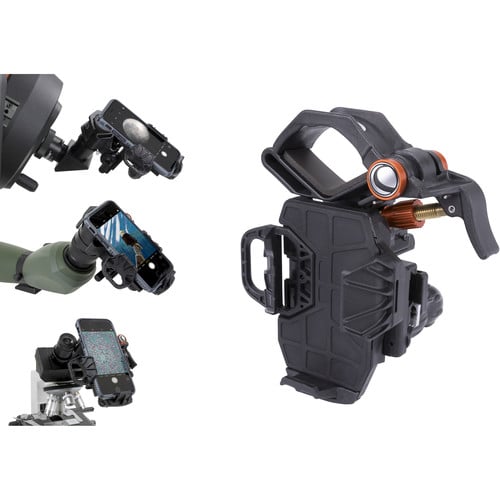 Connect your smartphone to your telescope, spotting scope, binocular, monocular, and microscope so you can capture images and video through the eyepiece.