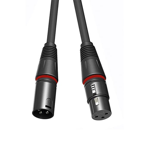 This male to female cable for audio devices is equipped with heavy duty metal connectors with moulded strain relief and grip treads.
